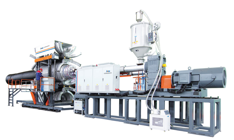 HDPE、PP、PVC Vertical Type Double Wall Corrugated Pipe Extrusion Line